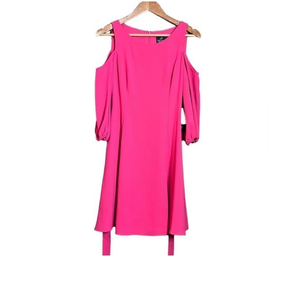 NWT! Adrianna Papell gauzy crepe cold shoulder dress in guava - Picture 13 of 13